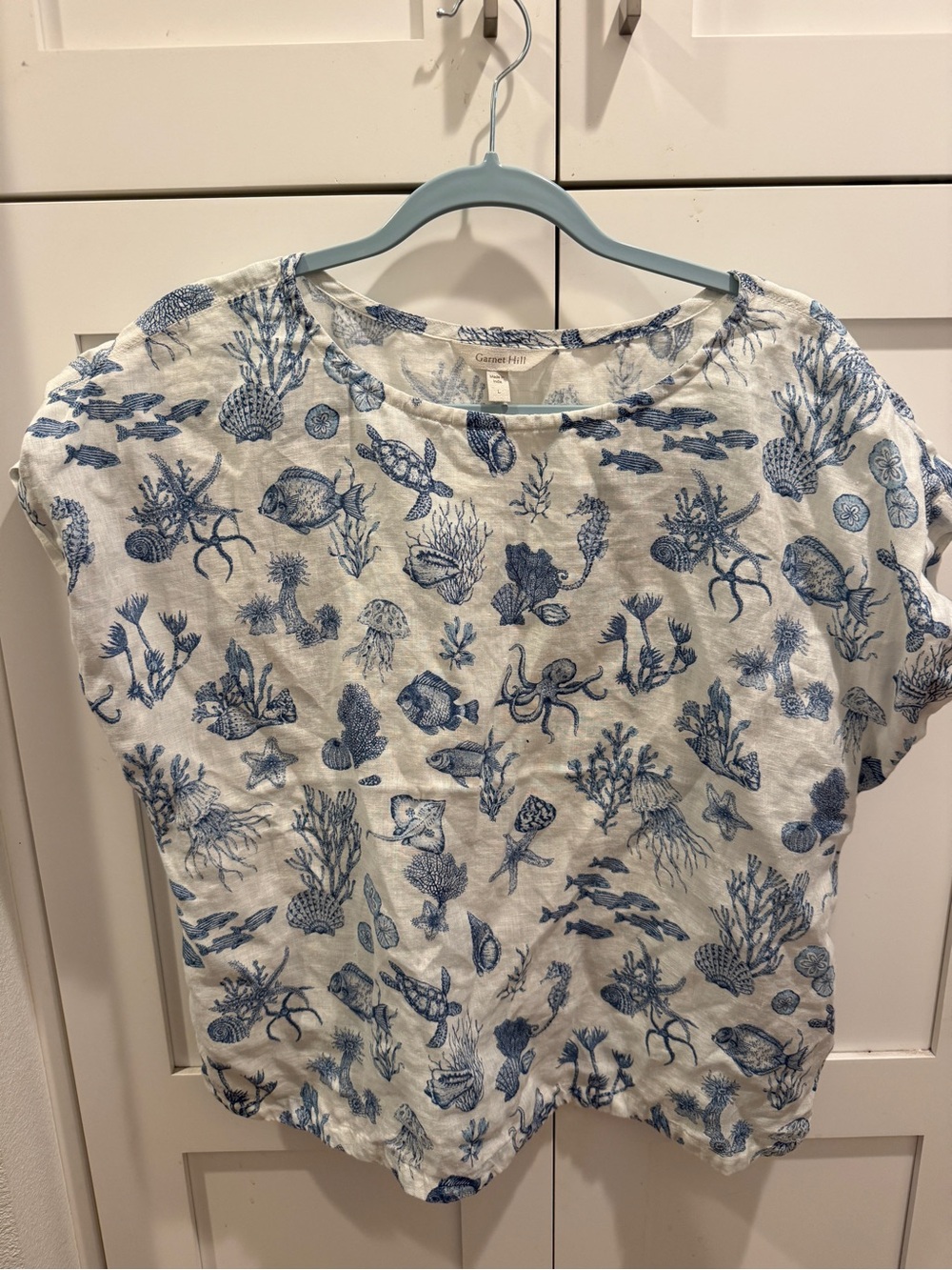 100% Linen Blue top ocean sea